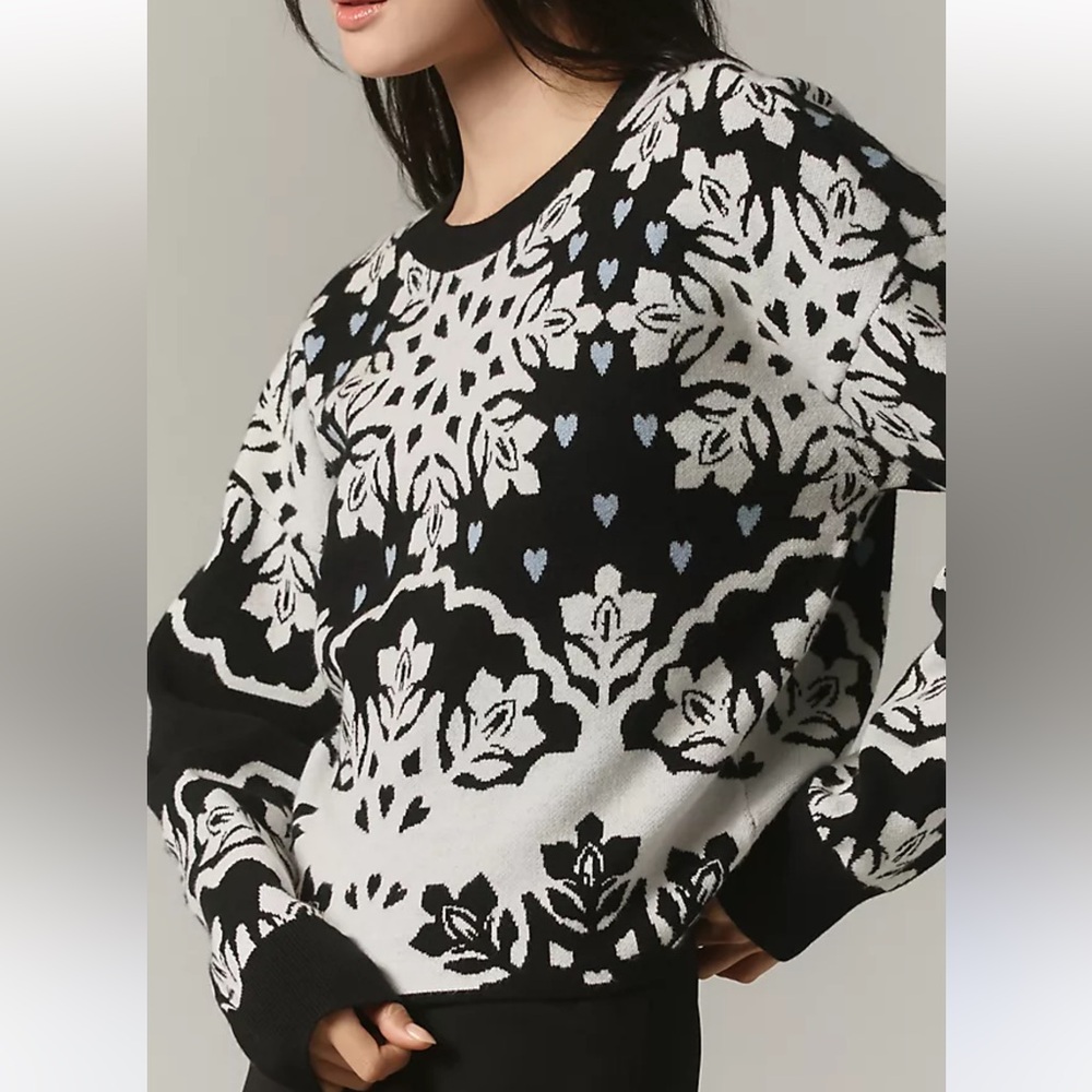 Anthropologie Maeve Crop Crew Neck Sweater